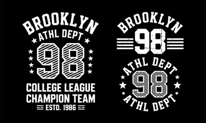 Fototapeta premium Vintage Brooklyn athletic typography emblem set for apparel print design