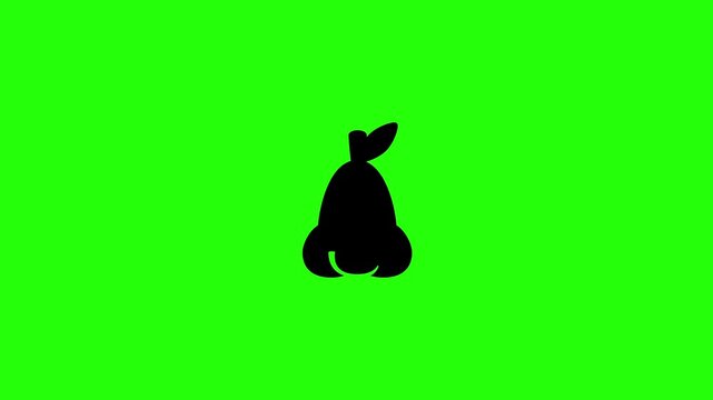 Beautiful 4K motion graphic of a bell shaped rose apple fruit silhouette bouncing into view. Lively popup asset ideal for asian local produce market vlog.
