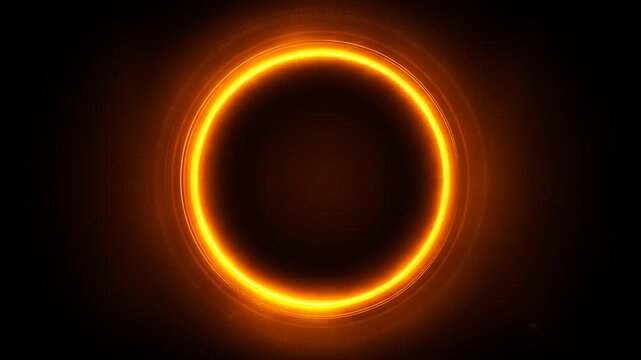 Glowing golden ring over black void. Circular, with multiple layers of light and dark