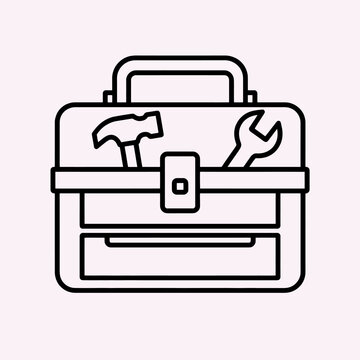 A toolbox illustration with a hammer and wrench inside it is shown