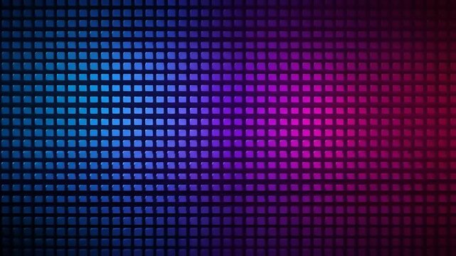Abstract grid with rounded squares, transitioning from blue to purple to pink