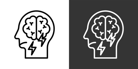 Fototapeta premium Depression Black And White Multiple Style Icon Set Collection Pack Vector Illustration 