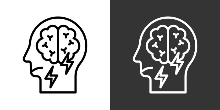 Depression Black And White Multiple Style Icon Set Collection Pack Vector Illustration 