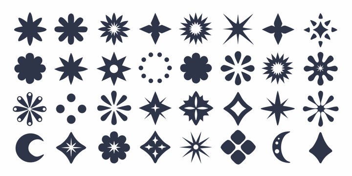 grid of dark navy star shapes on white background blue pattern ornament