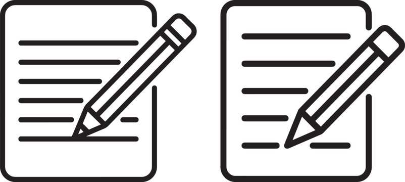 Writing and editing vector icons for notes document with pencil