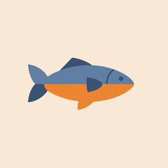 Obraz premium A simple flat vector illustration of a small blue orange fish