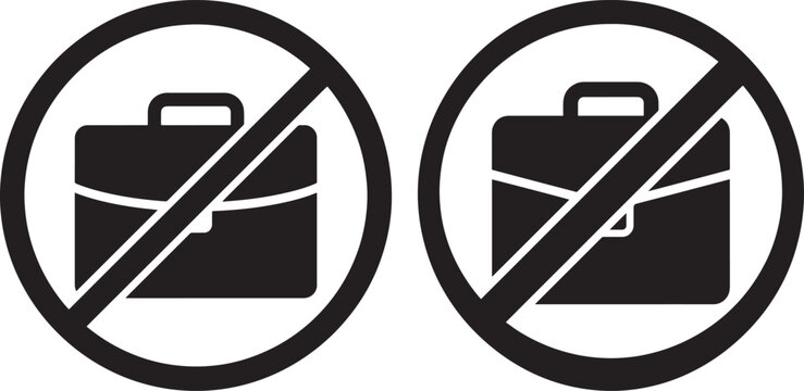No briefcase icon symbol vector prohibition sign