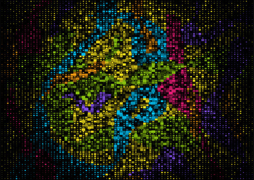 Colorful mosaic halftone squares abstract concept background. Geometric art vector design