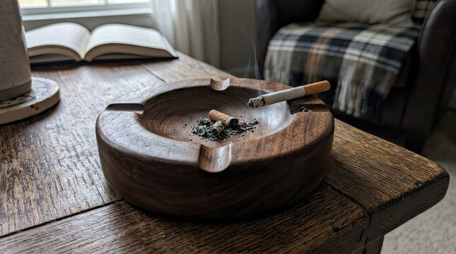 cigarette and ashtray