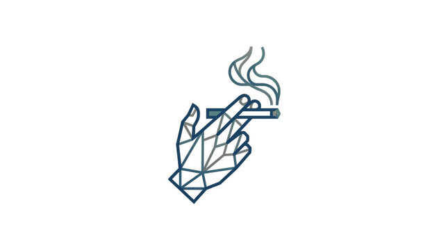 Geometric Hand Holding a Smoking Cigarette.
