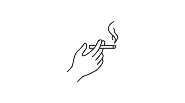 Hand Holding a Lit Cigarette with Smoke.