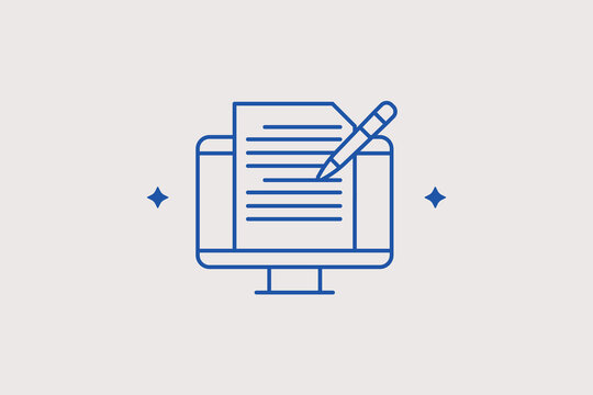 Video script line icon for media story text copywriting. Professional vector illustration for screenwriting courses.