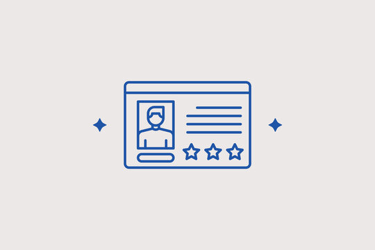 Creator badge line icon for verified media account portfolios. Sleek vector illustration for social platform profiles.
