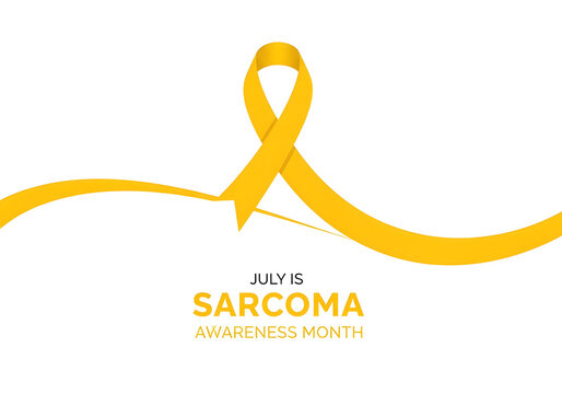Yellow awareness ribbon symbol for sarcoma cancer support on white background