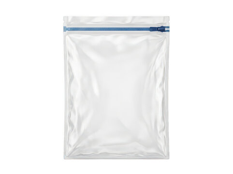 Empty transparent plastic zipper bag isolated on transparent background