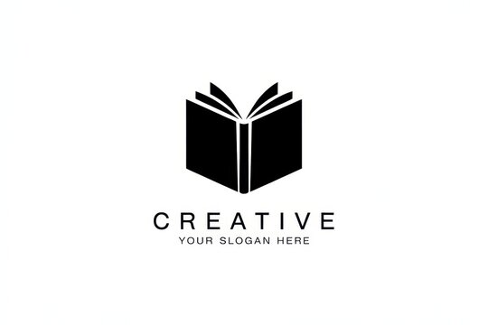 Minimalist open book logo design isolated on white background