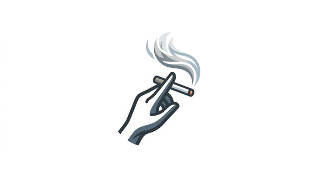 Hand Holding a Lit Cigarette with Smoke Rising.