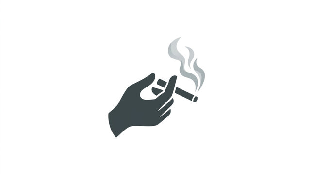 Hand Holding a Smoking Cigarette with Smoke Wisps.