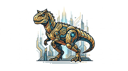 Mechanical Tyrannosaurus Rex Robot Dinosaur Futuristic Technology. © Barokatul