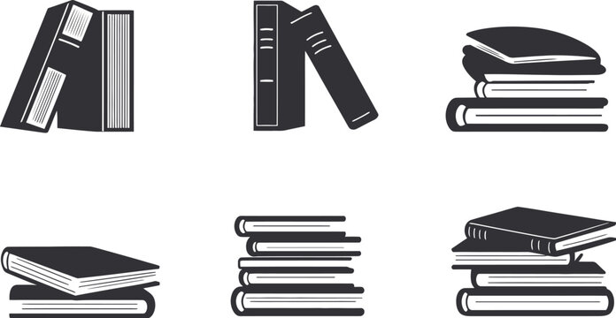Black and white book icons stacked