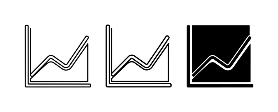 Line Graph Icons, Data Analysis Charts, Business Growth Vector Set
