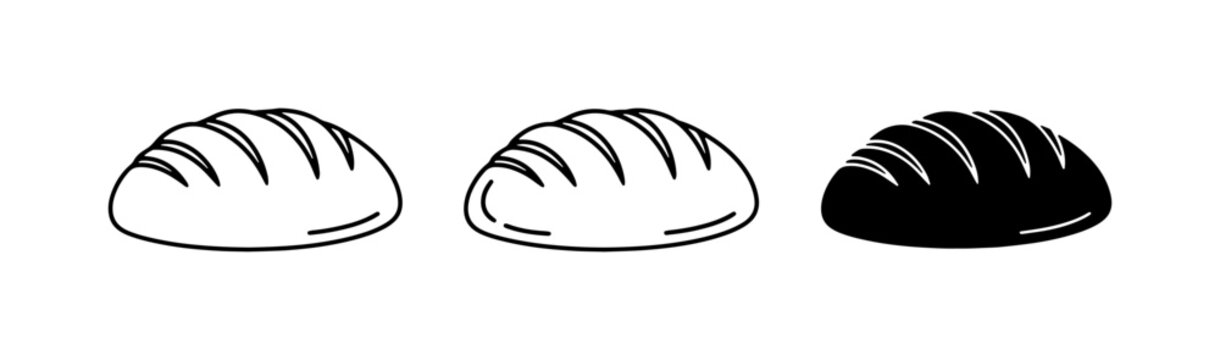 Loaf Bread Icons, Bakery Food Graphics, Simple Dough Vector Art