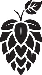 Fototapeta premium Hop cone with leaf and stem in a flat monochrome style on white ingredient brewing brewery