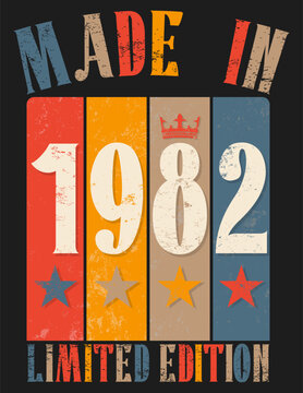 Vintage Retro Style 1982 Birthday Print