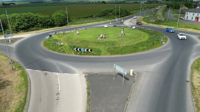 The famous sheep roundabout near Filey is the Dotterel Roundabout on the A165, located near Reighton, between Filey and Bridlington