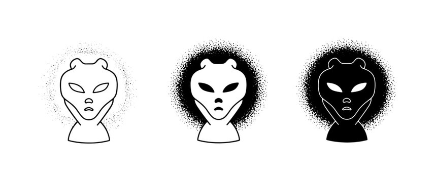 Alien Head Icons, Extraterrestrial Face Graphics, Sci-Fi Character Symbols