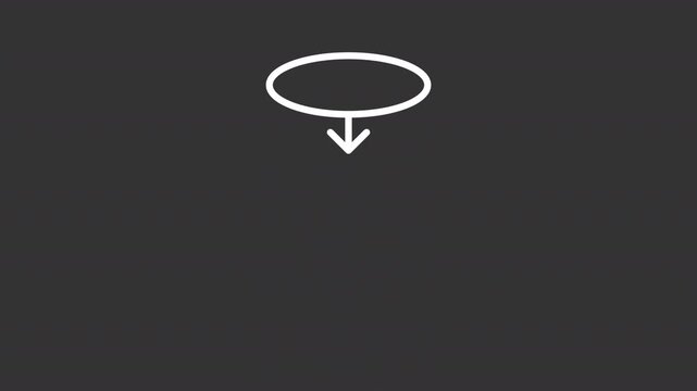 Animated process flowchart white line icon. Workflow optimization animation. Visual representation of sequential steps. Business strategy. Isolated element on dark background. Alpha transparent video