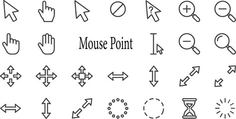 Fototapeta premium Black computer mouse pointer icons set