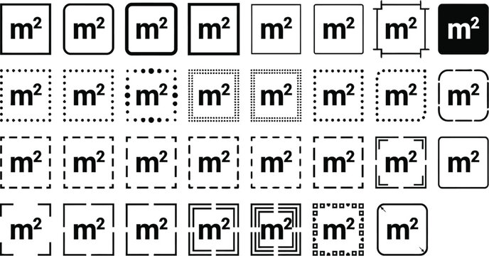 Square meter icons set