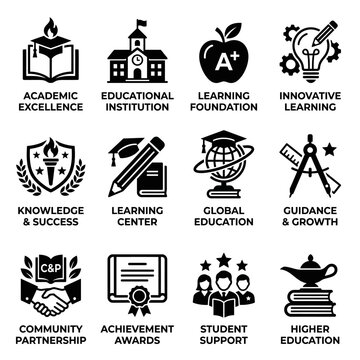 Icons Representing Educational Concepts.