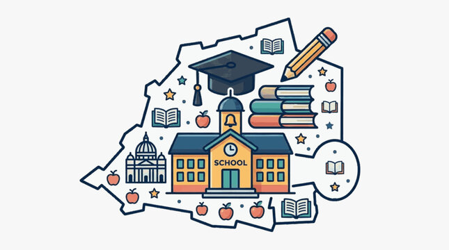 Vatican City Education Concept with School Buildings Books and Graduation Cap.