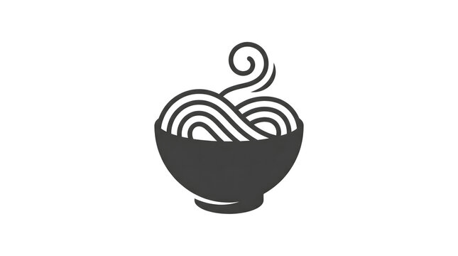 Simple Noodle Bowl Icon with Steam - Asian Food Graphic