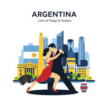 Argentina Tango Couple & Cityscape