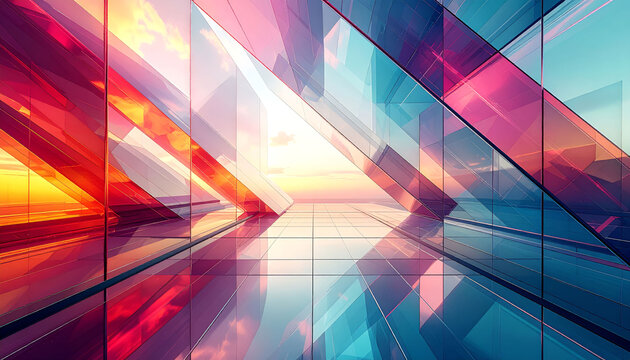 洗練された青い幾何学抽象背景：ITビジネス・デジタルテクノロジー シリーズ IT Business Digital Technology Series