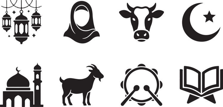Eid al adha islamic symbols and icons