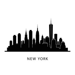 Obraz premium New York City Skyline Silhouette - Black and White Vector Illustration