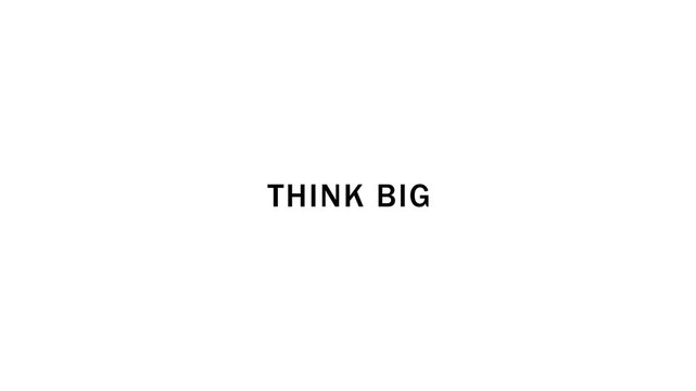 Clean white background with the impactful phrase THINKBIG in bold black sans-serif font centered on the screen, encouraging ambitious thinking and expansive ideas, ideal for business