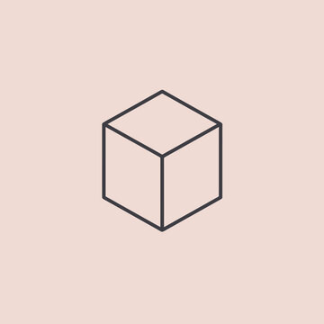 A simple geometric cube illustration on a soft, neutral-toned background