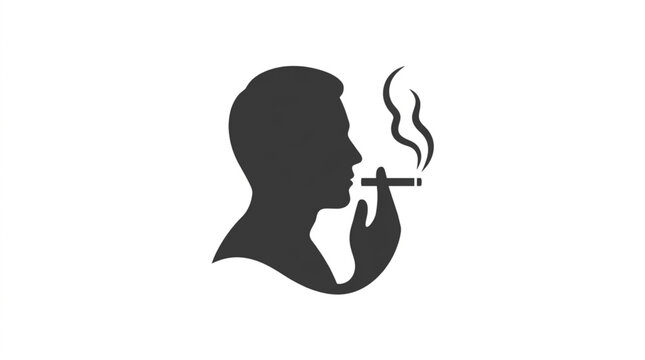 Silhouette of a man smoking a cigarette with smoke rising.