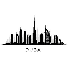 Fototapeta premium Dubai City Skyline Silhouette: Modern Architecture Icon