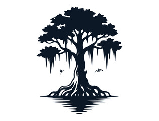 Swamp Cypress Tree Silhouette Vector © ghaffar