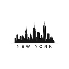 Fototapeta premium New York City Skyline Silhouette - Black and White Vector