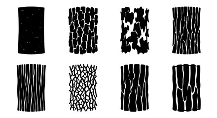 Set of 8 Black and White Wood Grain Textures, Natural Bark Patterns, Organic Surface Designs, Rough Timber Backgrounds, Abstract Tree Trunk Details © Zakir
