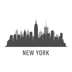Fototapeta premium New York City Skyline Silhouette on White Background