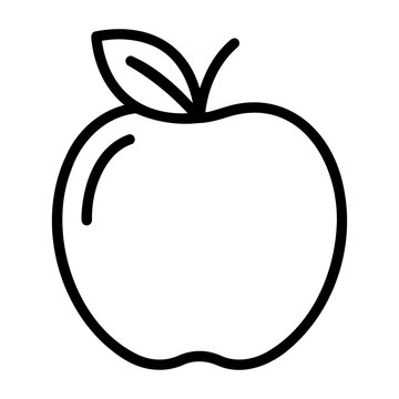 Apple Icon Line Art Vector Illustration Of Fresh Fruit With Leaf For Healthy Food Nutrition Education Minimalist Design