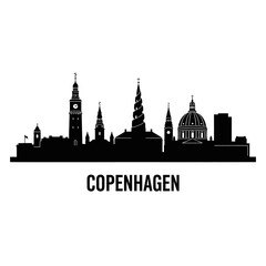 Fototapeta premium Copenhagen Denmark Skyline Silhouette Black and White